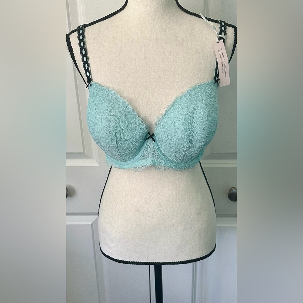 DESIGNED BY VICTORIA SECRET!!! NWT 36DD Elegant Lace Padded Bra in Light Blue